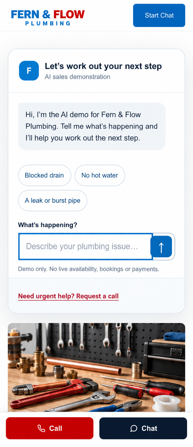 Fern & Flow Plumbing mobile website design